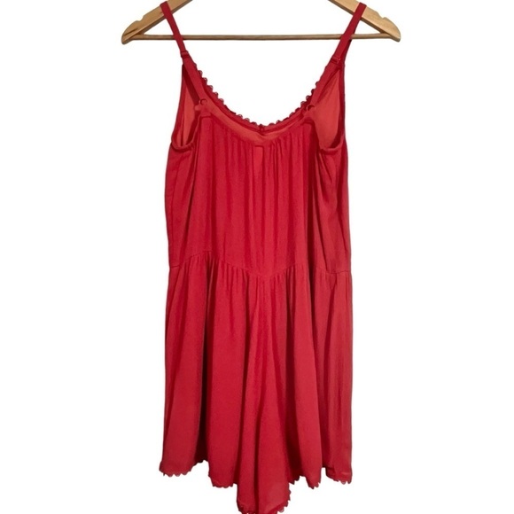 NWT Xhilaration Jumper w/Adj. Spaghetti Straps & Embroidered Trim Dark Coral - Picture 2 of 9